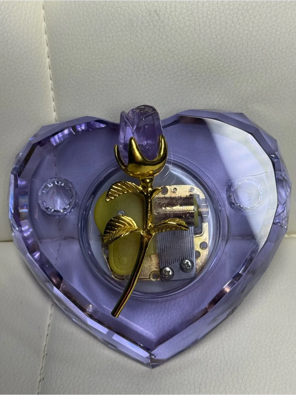 Gold Tulip Brooch on Lavender Heart Accent